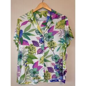 Vintage Jams World floral Sea Grove Hawaiian Button up